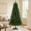 Arbre de Noël artificiel à charnière non éclairé 6 pi avec 582 pointes, arbre de Noël à branches en PVC avec support en plastique à 4 pieds pour la décoration de Noël intérieure