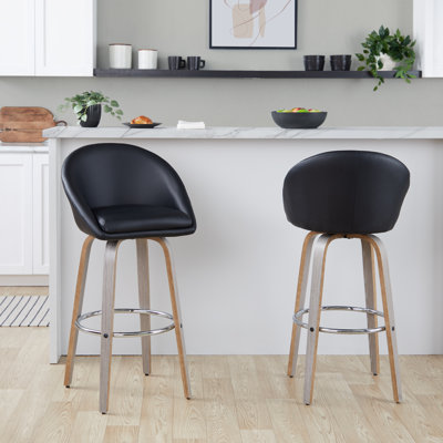 Maddison 30" High Back Fixed-Height Faux Leather Bar Stools