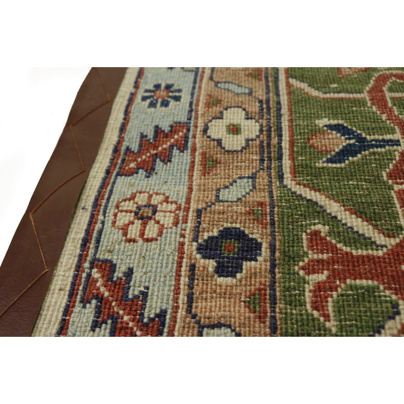 Tapis unique en laine noué à la main style Heriz Sultanabad des années 1980 de 13 pi x 19 pi 5 po beige