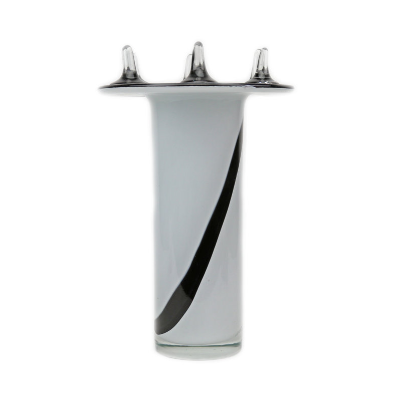Neptune Handmade Glass Table Vase, White/Black