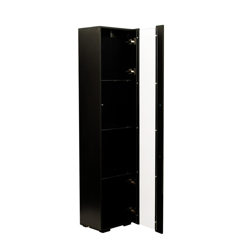 Armoire latérale avec lampe à bande en aluminium, Noir