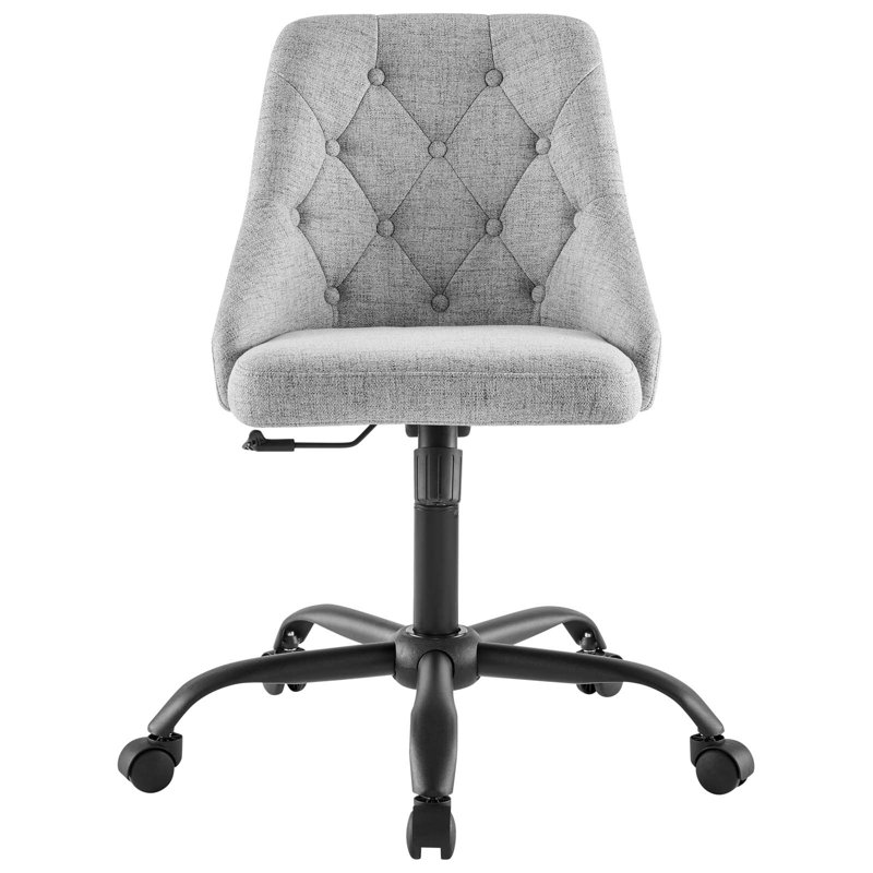 Fauteuil de bureau performant, pivotant et touffeté Distinct, Polyester/Mélange de polyester, Velours gris pâle, Noir