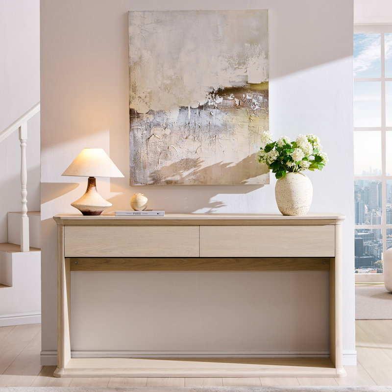 Console de 160 cm avec 2 tiroirs, idéale pour l'entrée, le salon, le corridor ou le hall d'entrée, ou à placer derrière un canapé.
