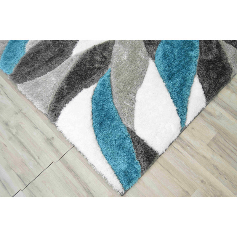 Modern Arriola Shag Abstract Geometric Rug For Living Room Bedroom, Runner 2'7" x 7'10"
