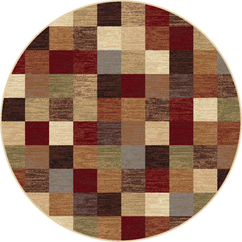 Tapis brun / rouge Menzen, Rond 5 pi 3 po