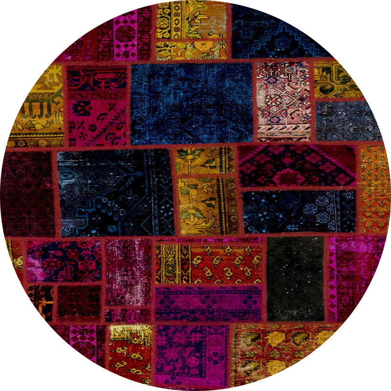 Tapis abstrait à motif abstrait moderne, Rond 5 pi