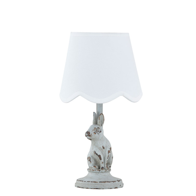 Fauna 13" Mini Lamp with Linen Shade, Soft Blue