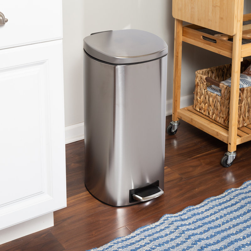 Steel Step On Kitchen Trash Can - 7.92 Gallons