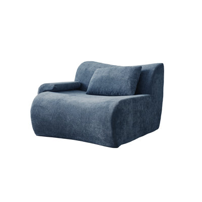 35.5"  Upholstered Modular Compression Sofa, Loveseat With Pillow Blue Right