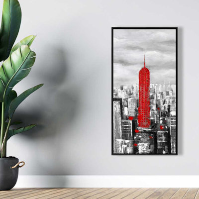 Toile Empire State Building | Décoration encadrée industrielle blanche