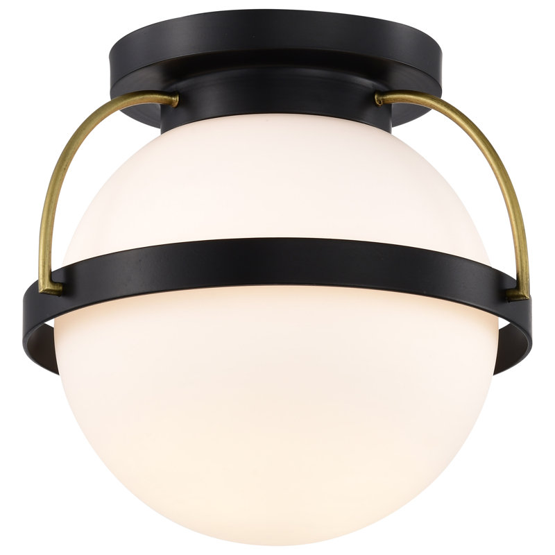 Plafonnier encastré en verre Orleans, Noir mat, H 9,13 po x l 10 po x P 10 po