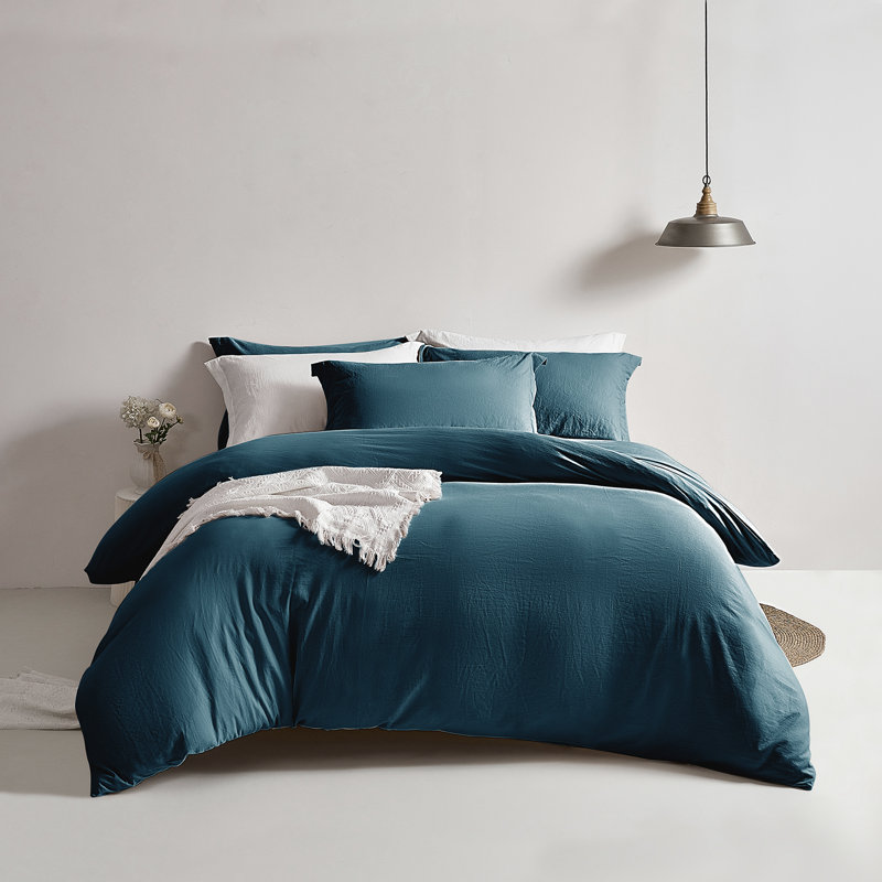 Solayne Washed Microfiber Duvet Cover Set, Soft Bedding with Zipper Closure and Corner Ties, Queen Duvet Cover + 2 Shams