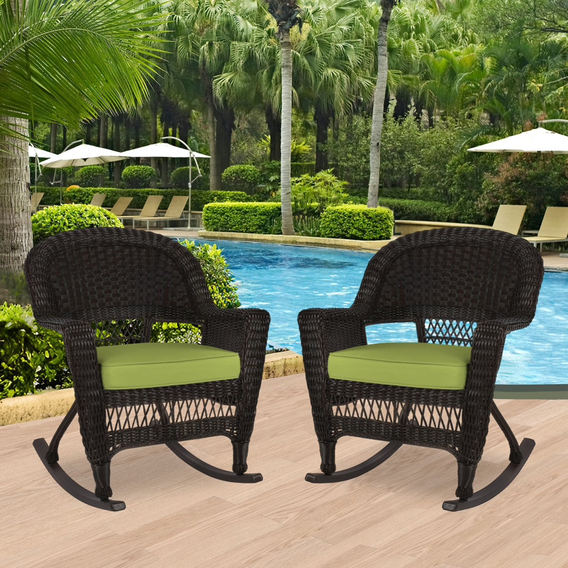 Chaise berçante en osier Raenesha, Espresso, Vert