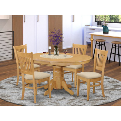 Asenat Solid Wood Top Pedestal Dining Set