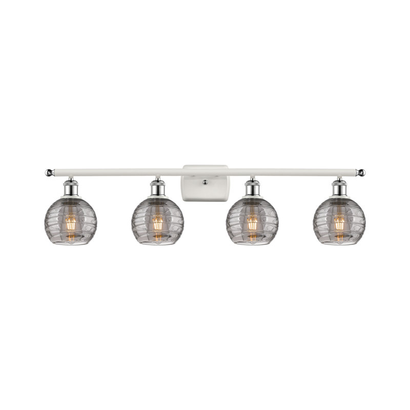 4 - Light Dimmable Vanity Light, White Polished Chrome