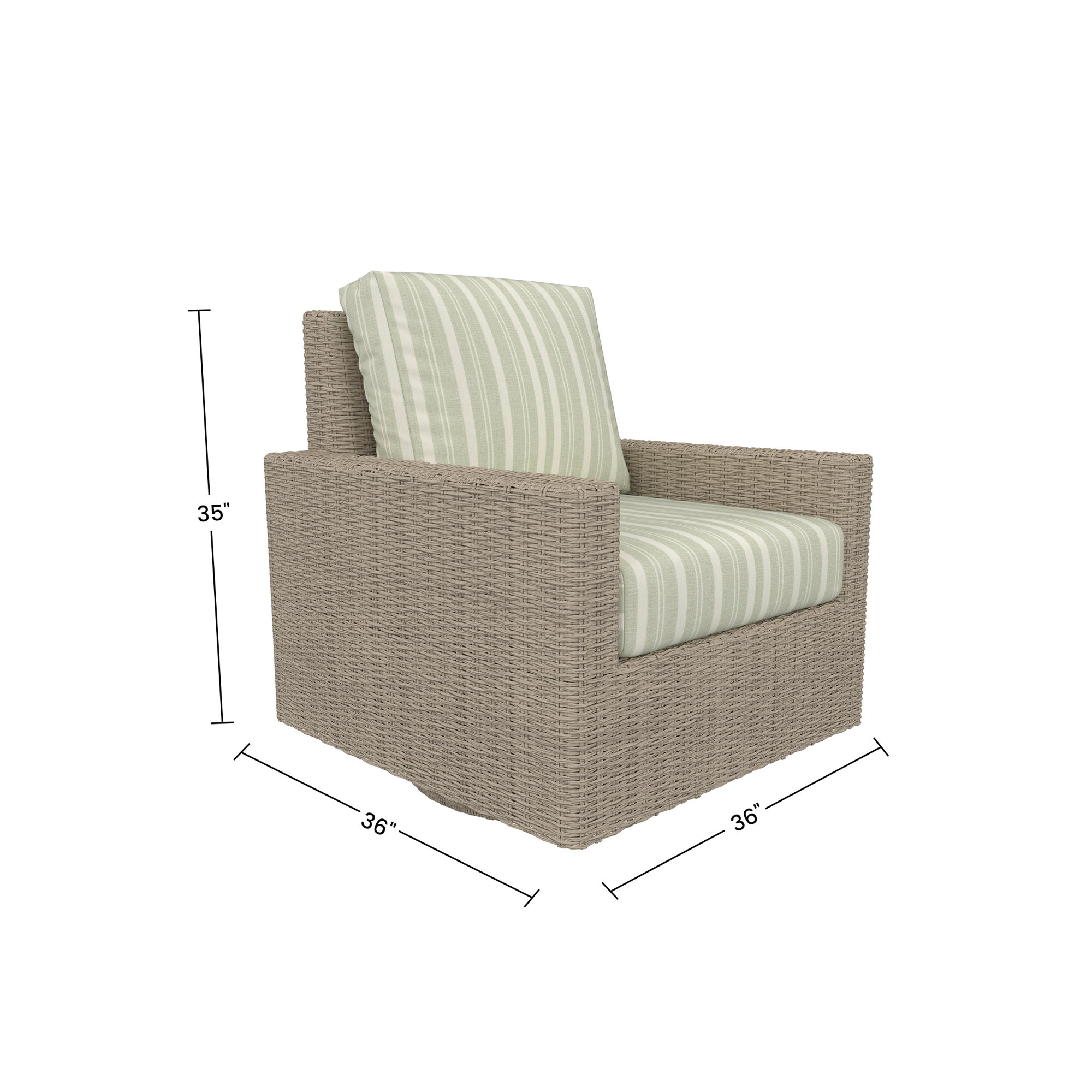 Outdoor Swivel Chair With Sunbrella Cushions, Tranquil Sage, Striped