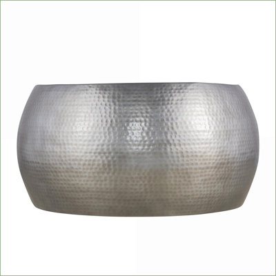 Table basse ronde moderne en aluminium argenté de 32 po Modern - Fabriquée à la main, durable et sans assemblage