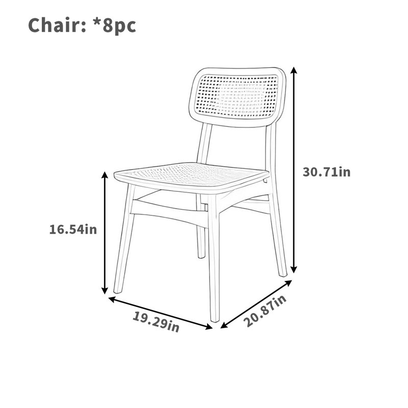 Chaise en rotin cendré respirant et durable, 8
