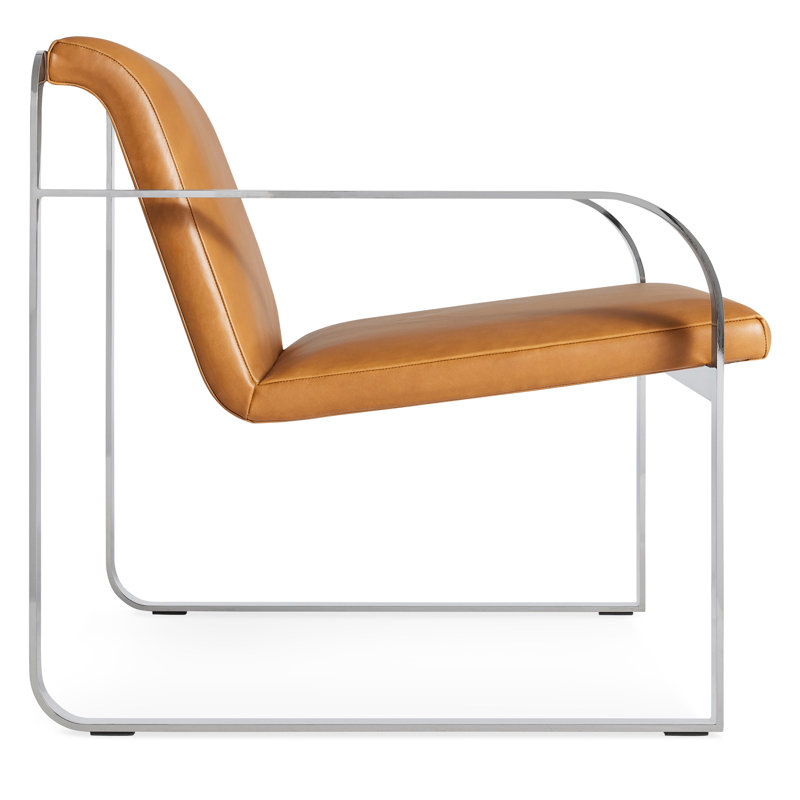 Skald Lounge Chair, Canyon Genuine Leather, Polished Chrome