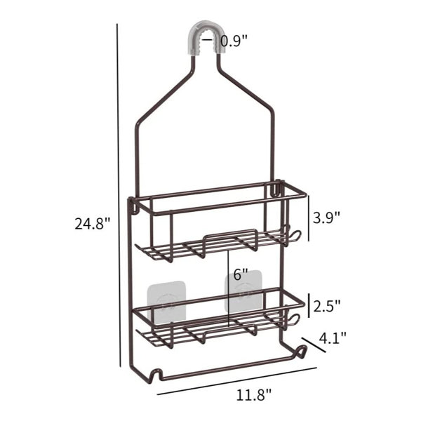 White Metal Shower Caddy with Soap Dish, 24.8