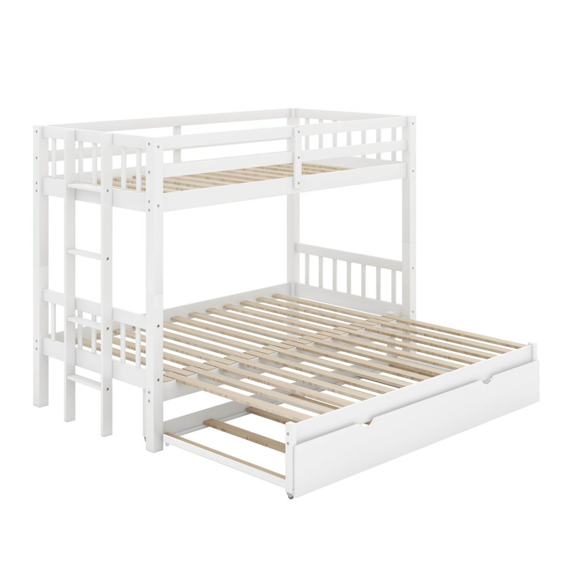 Twin Over Pull-Out Bunk Bed With Trundle, White