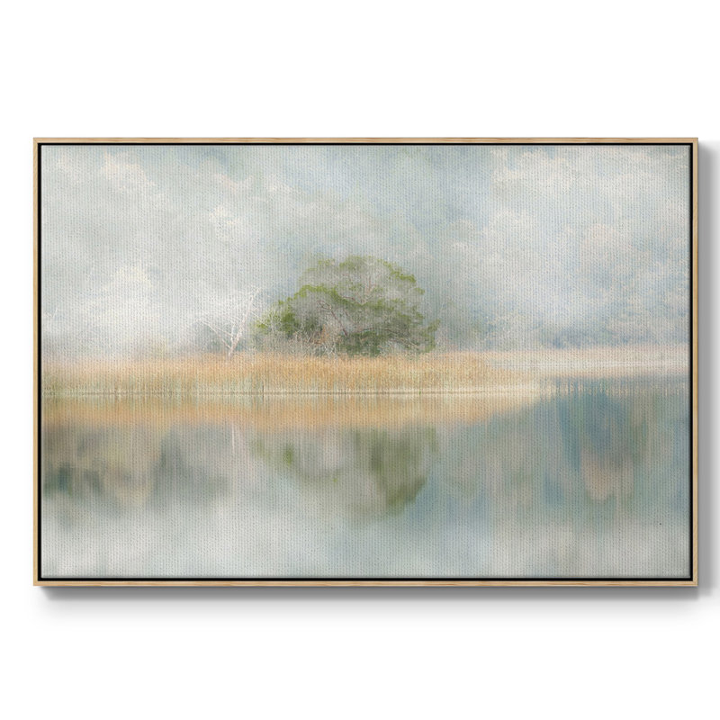 Silent Morning River, reproduction d'art sur toile, Bois naturel, H 25 po x l 37 po x P 2 po
