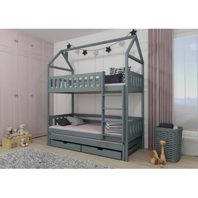 Nolina Bunk Bed House Beds with Storage Included with Trundle Included