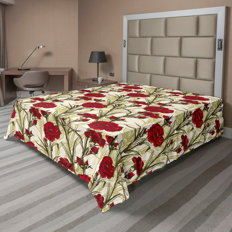 Ambesonne, drap plat floral pivoines, art botanique printanier