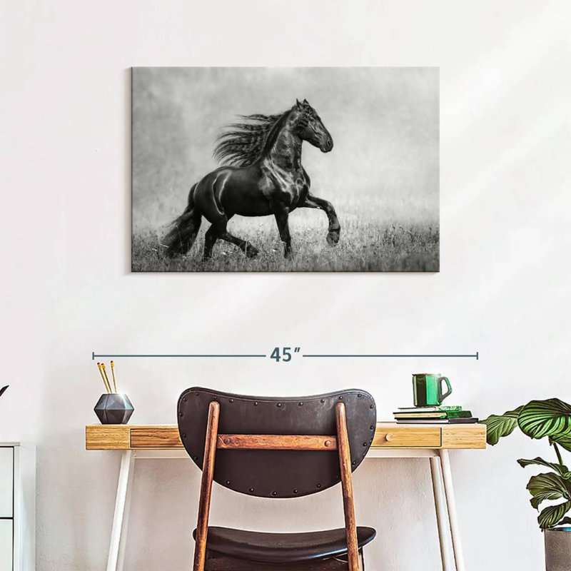 Black Friesian, 24" H x 36" W