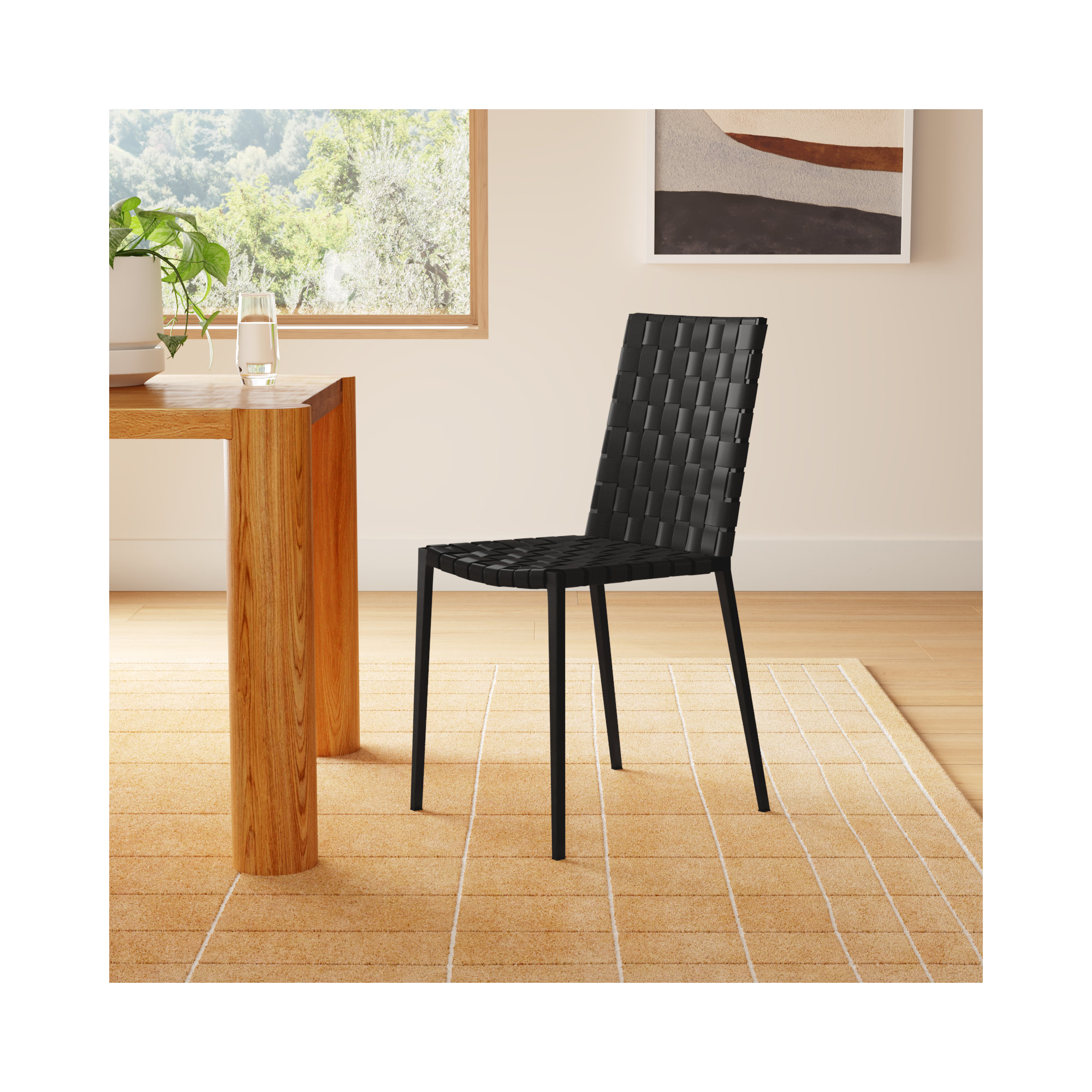 Brett Leather Upholstered Side Chair, Black, Black