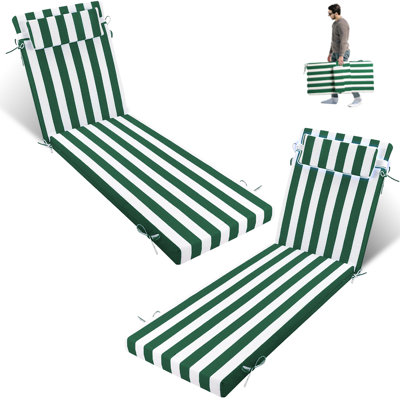 All-Weather Outdoor Chaise Lounge Cushion - Uv/Waterproof Memory Foam, Adjustable Headrest, Fits 70-72" Patio Chairs, Indoor/Outdoor Use