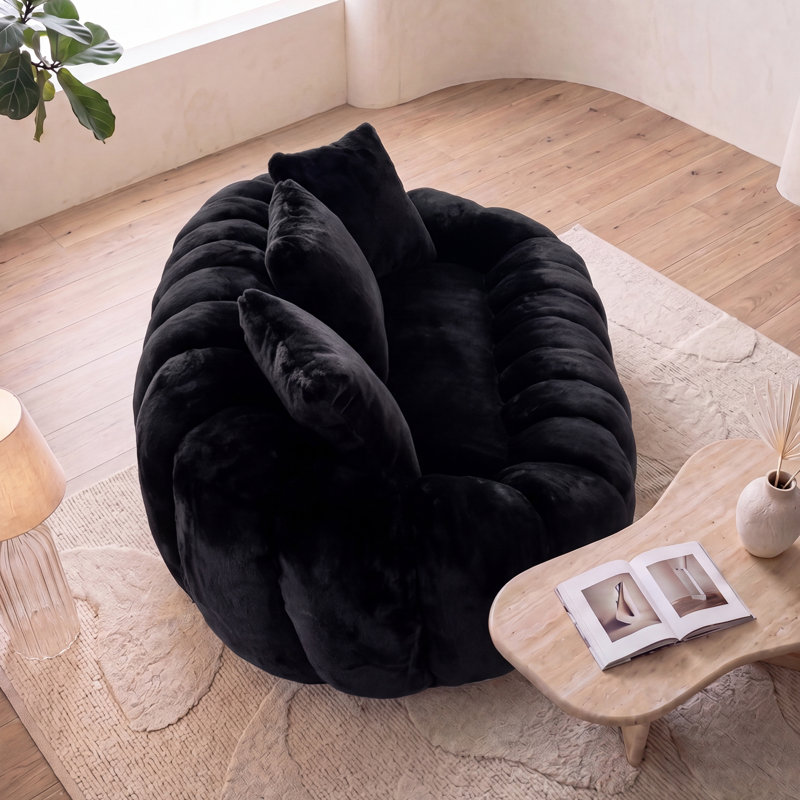 Causeuse florale 2 places pour salon, canapé moelleux en nuage moelleux beige, Black