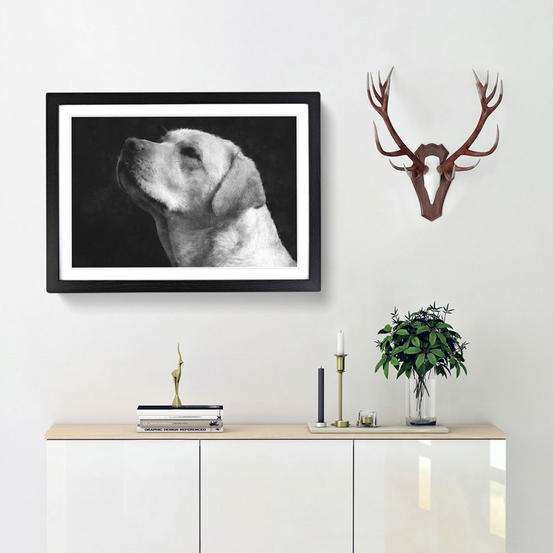 Labrador Dog - Picture Frame Photograph Print, Black Framed, 33cm H x 45cm W x 2cm D