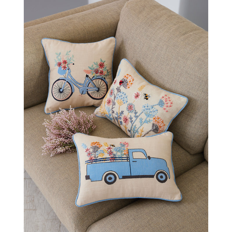 Embroidered Cotton Throw Pillow