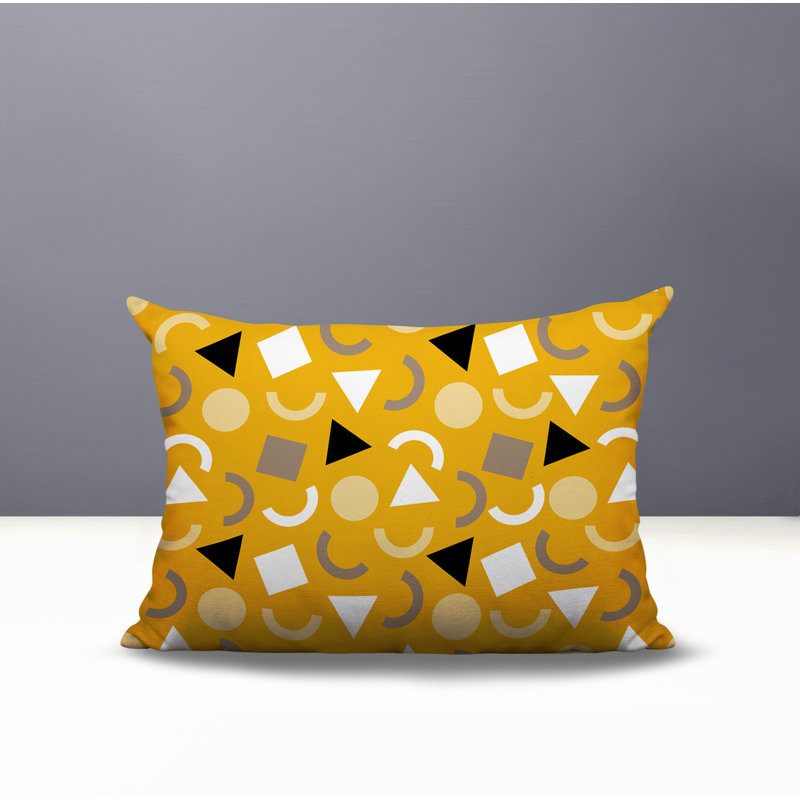 Coussin lombaire réversible intérieur / extérieur Lunko, Rectangle H 14 po x l 20 po, Jaune
