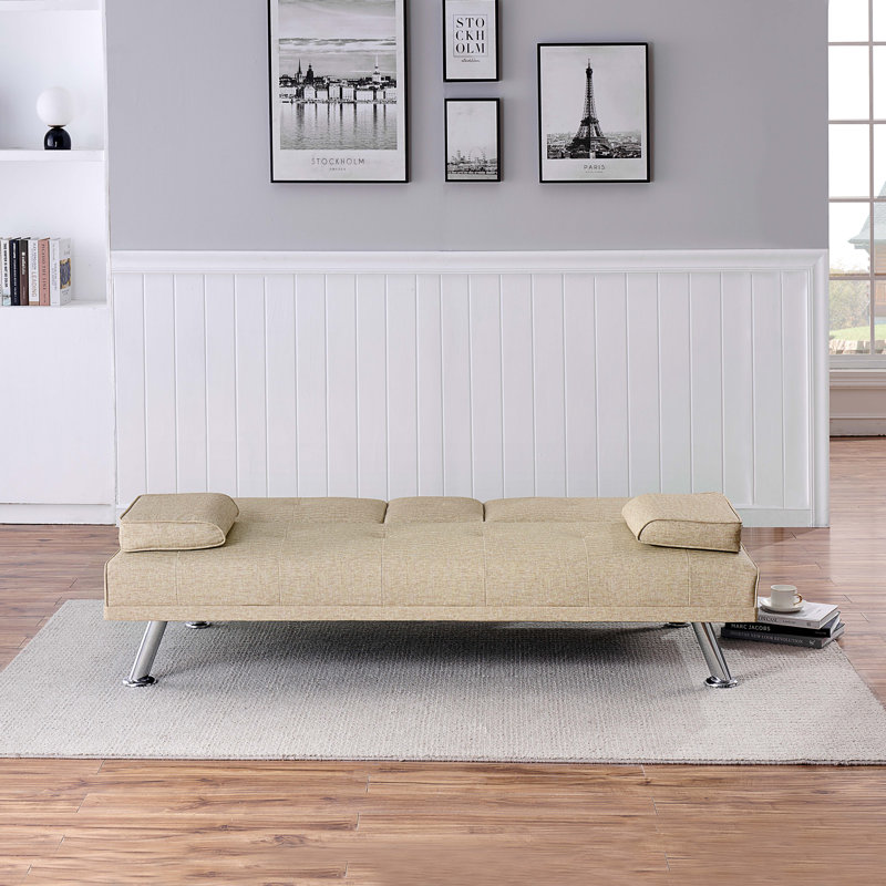 67 " Leather Sofa Bed, Beige Leather