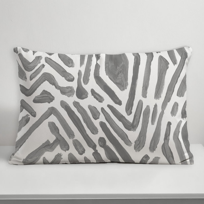 Abstract Outdoor Reversible Throw Pillow, Gray, 14" H x 20" W