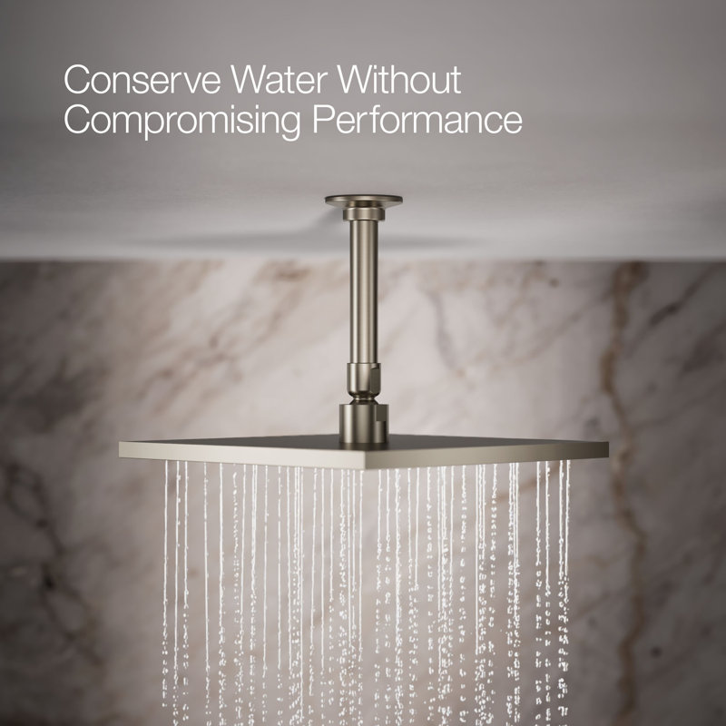 Contemporary Multi Function Rain Shower Head, Vibrant Brushed Nickel, Square, 1.75 GPM