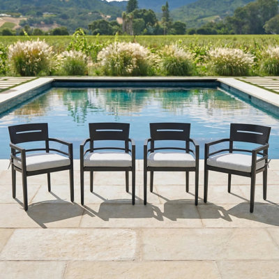 Anna Aluminum Dining Chairs with Sunbrella Cushion