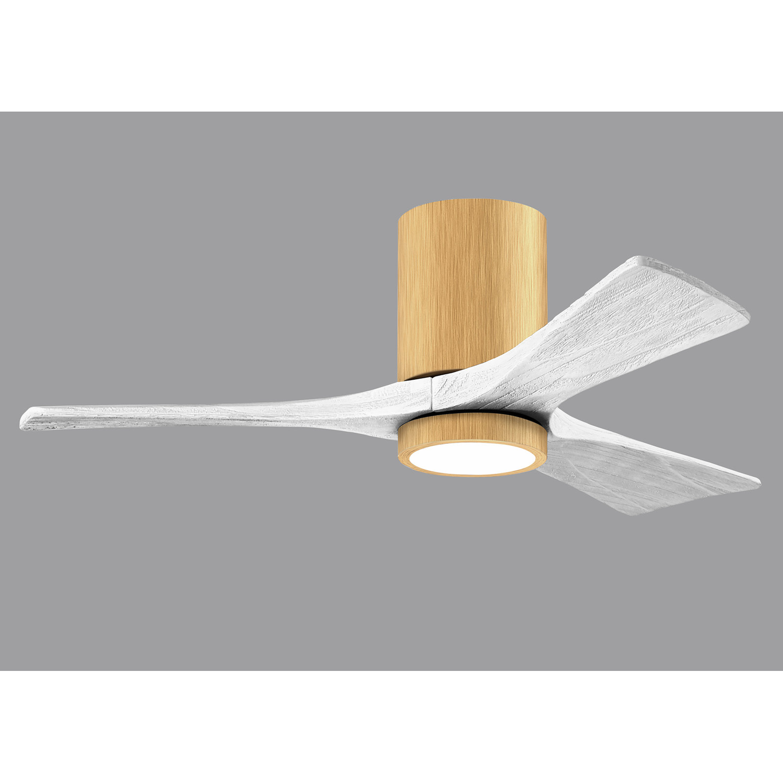 Olivier 3 Blade Ceiling Fan with LED Light Kit, Matte White, Light Maple, 42"