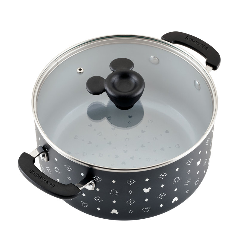 Farberware Disney Monochrome Ceramic Nonstick Stockpot With Lid, 5.5 Quart, Black