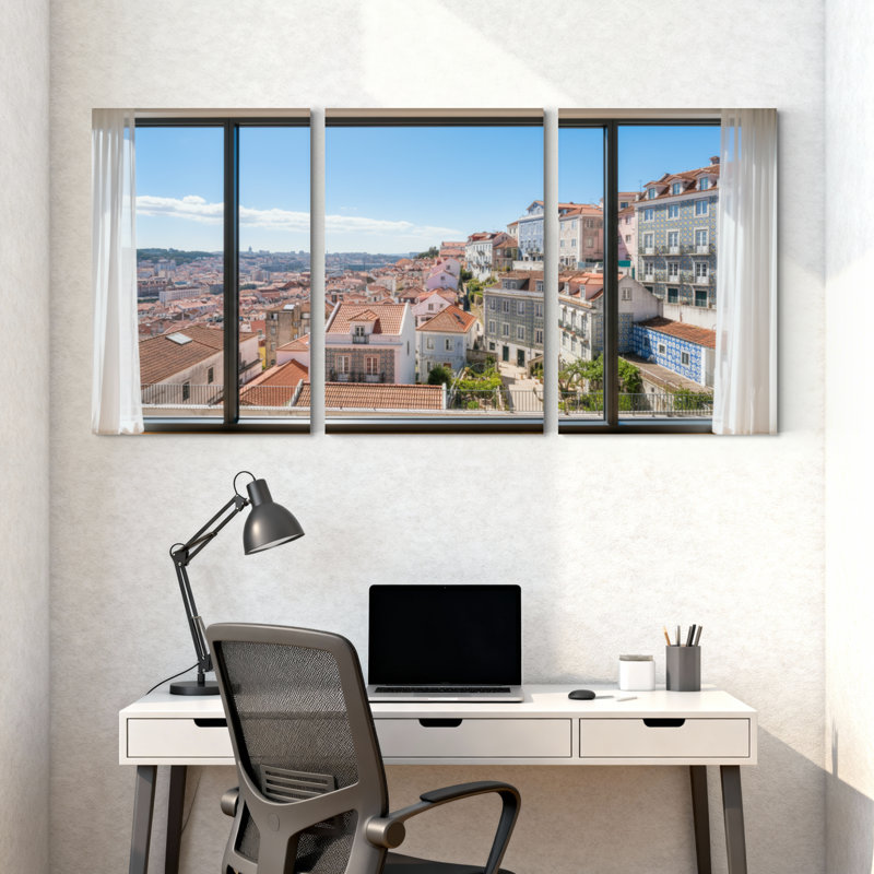 Ensemble de 3 impressions sur toile de paysages urbains, H 36 po x l 72 po