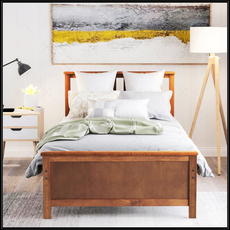 Lit plateforme simple en bois avec tête de lit