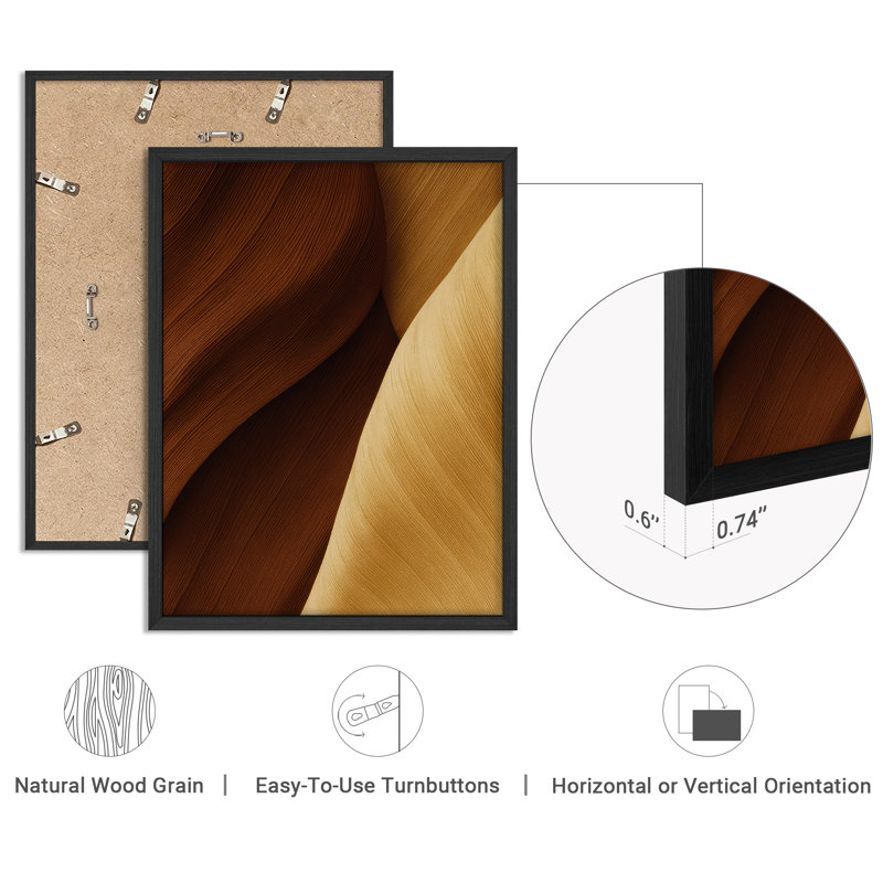 «Abstract Canyon», reproduction d'art encadrée géométrique de ton moderne pour décoration de chambre ou de bureau, Noir