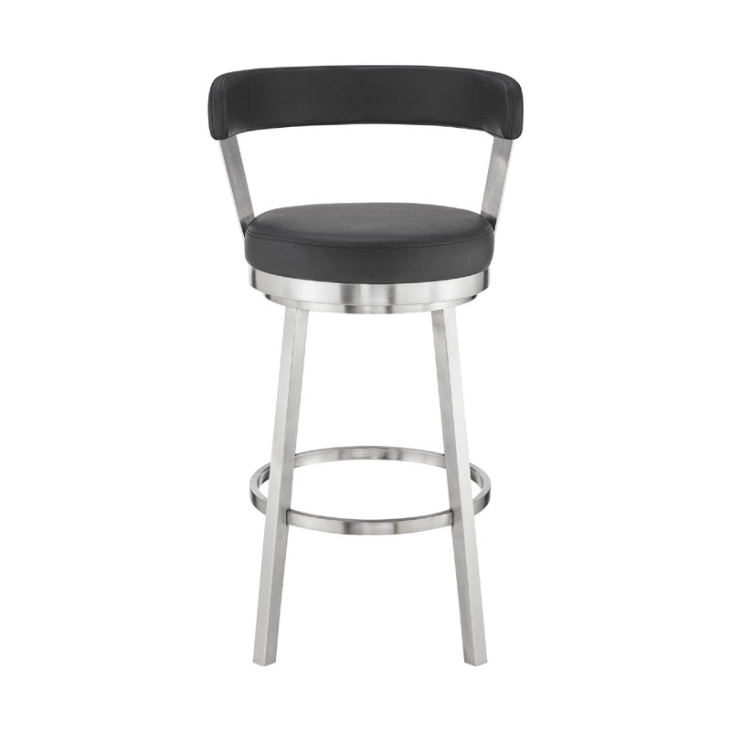 Chedo Swivel Metal Counter Bar Stool, Counter Stool (26" Seat Height), Black, Black