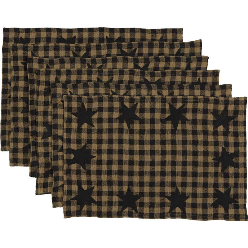 Ensemble de napperons en coton 6 pièces Deuxville, Noir / kaki