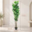 Figuier lyre artificiel de 154 cm avec pot, grande plante d'intérieur artificielle (Ficus lyrata) pour la décoration.