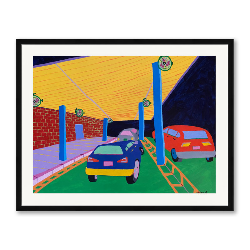 In Line at Chick-Fil-a Print, 24" H x 30" W, Black Framed Paper