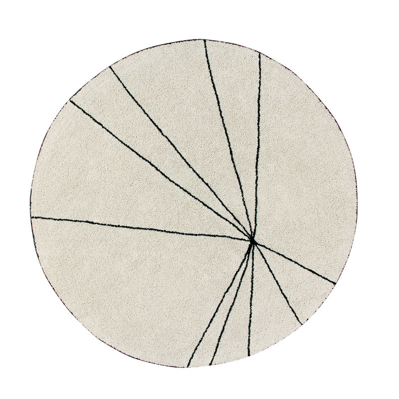 Handmade Tufted Round 5'3" Cotton Area Rug in Beige/Black
