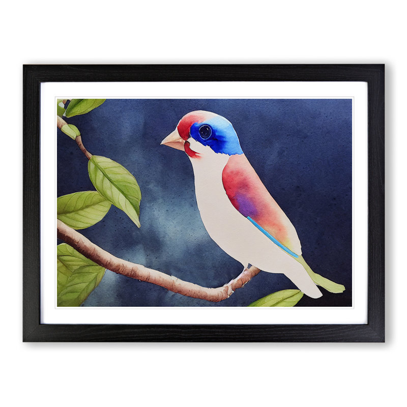 Grand Watercolour Bird - Single Picture Frame Print, Black Framed, 25cm H x 34cm W x 2cm D